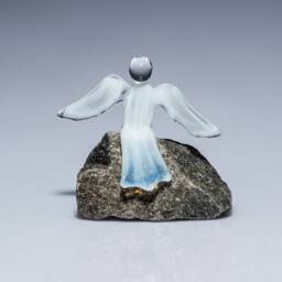 Sitting White Glass Christmas Angel Figurine/Gift For Mom First Communion Baptism Grief & Mourning - thumbnail 3