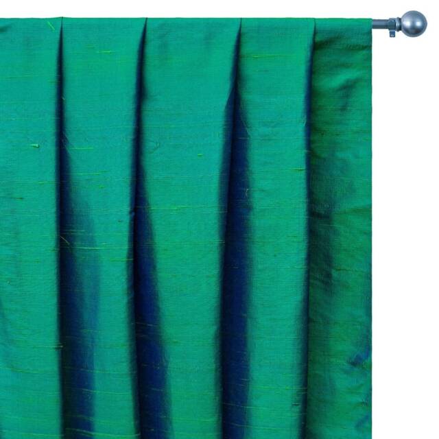 Peacock Silk Dupioni Curtain Panels - Rod Pocket, Grommet, Box Pleat, Three Pinch Tab Top & Plain Ring Top - image 1