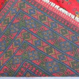 7x10 Handmade Red Rug, Fine Afghan Bukhara Tribal Veg Dyes Wool Area High Pile Soft Carpet, Oriental Turkmen Living Room Rug - thumbnail 4