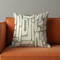 Sage Green Abstract Cushion Cover, Organic Line Art Pillow Case, Minimalist Boho Throw Modern Natural Decor - thumbnail 4