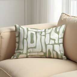 Sage Green Abstract Cushion Cover, Organic Line Art Pillow Case, Minimalist Boho Throw Modern Natural Decor - thumbnail 3