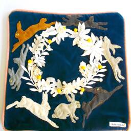"Rabbits+Hare Wreath 17""x17" - thumbnail 2