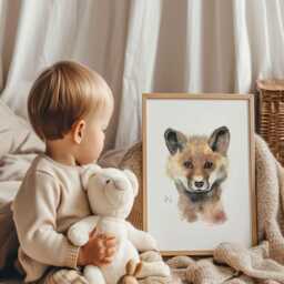 Fox Face Print - Wall Art For Kids' Room Nature-Inspired Forest Decor Soft & Calming - thumbnail 3