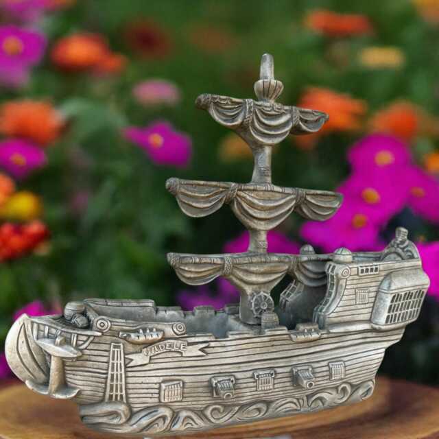 Realistic Ship Statue Cement Sailing Boat Sculpture Concrete Garden Decoration Outdoor Ornament Handmade Stone Art Gift - image 1