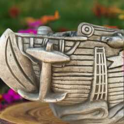 Realistic Ship Statue Cement Sailing Boat Sculpture Concrete Garden Decoration Outdoor Ornament Handmade Stone Art Gift - thumbnail 2