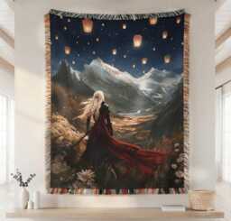 Throne Of Glass Woven Blanket, Manon & Abraxos Boho Fantasy Bookish Blanket