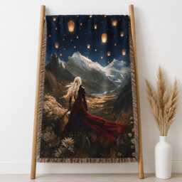 Throne Of Glass Woven Blanket, Manon & Abraxos Boho Fantasy Bookish Blanket - thumbnail 3