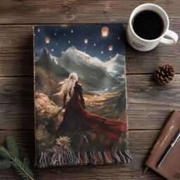 Throne Of Glass Woven Blanket, Manon & Abraxos Boho Fantasy Bookish Blanket - thumbnail 2