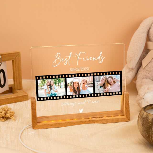 Personalized Besties Photo Led Night Light Lamp, Gift For Desk Plaque, Best Friends Lamp Sister, Bff Birthday - image 1