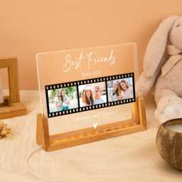 Personalized Besties Photo Led Night Light Lamp, Gift For Desk Plaque, Best Friends Lamp Sister, Bff Birthday - thumbnail 2