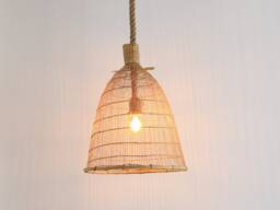 Handmade Bamboo Pendant Lamp - Rustic Woven Fishing Trap Lampshade - thumbnail 1