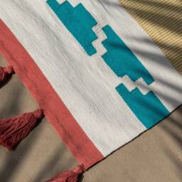 Pastel Modern Kilim Rug - Flatwoven Area Accent Simple Rugs Runner Cotton Pompom Tasseled 2x3 5x8 8x10 9x12 Living Dining Room Bedroom - thumbnail 3