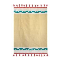 Pastel Modern Kilim Rug - Flatwoven Area Accent Simple Rugs Runner Cotton Pompom Tasseled 2x3 5x8 8x10 9x12 Living Dining Room Bedroom - thumbnail 2