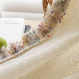 Sykes Linen Sheer Curtain With Colorful Trim, Kids Room Curtain, For Bedroom & Livingroom, Nursery 1Pc - thumbnail 2