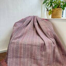 Vintage Handmade Fine Kantha Stitch Reversible Sofa Throw - Country Home Elegant Purple Violet Hues Diamond Stitch Artisan Rare - thumbnail 3