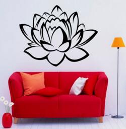 Lotus Wall Decal Vinyl Stickers Beautiful Flower Art Bedroom Interior Removable Home Decor - 10Lts - thumbnail 1