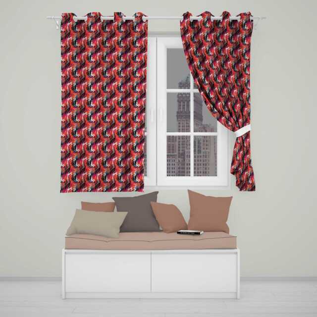 Bright Paint Splash Multicolour Abstract Readymade Eyelet Ring Top Thermal 100% Blackout Curtains - image 1
