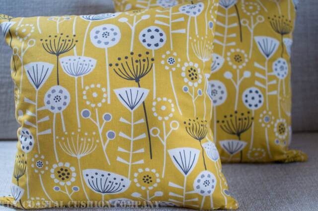 "Scandinavian Floral Style Cushion. 100% Cotton 17""x17" - image 1