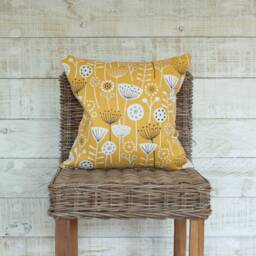 "Scandinavian Floral Style Cushion. 100% Cotton 17""x17" - thumbnail 2