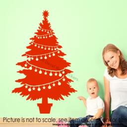 Christmas Tree Wall Decal, Removable Vinyl Sticker, Xmas Decor - thumbnail 3