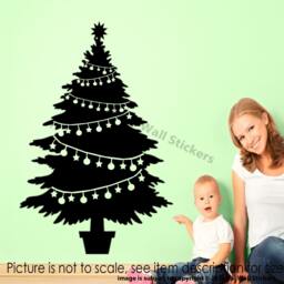Christmas Tree Wall Decal, Removable Vinyl Sticker, Xmas Decor