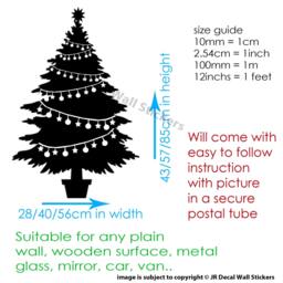 Christmas Tree Wall Decal, Removable Vinyl Sticker, Xmas Decor - thumbnail 4