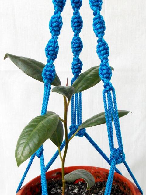 Blue Macrame Plant Pot Holder - Plant Hanger 24 Inches 3mm Hanging Planter Indoor Outdoor Macrame Wall Hanging - image 1