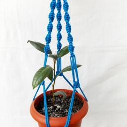 Blue Macrame Plant Pot Holder - Plant Hanger 24 Inches 3mm Hanging Planter Indoor Outdoor Macrame Wall Hanging - thumbnail 2