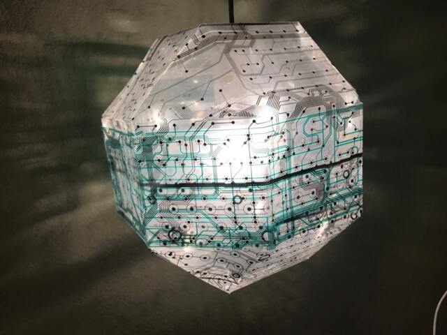 Circuitry Pendant Lamp, Made Of Upcycled & Recycled Computer Keyboards, Cast Shadows, Hanging Light, Science Fiction Nerd - image 1