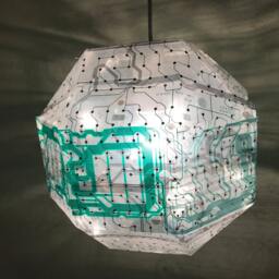 Circuitry Pendant Lamp, Made Of Upcycled & Recycled Computer Keyboards, Cast Shadows, Hanging Light, Science Fiction Nerd - thumbnail 3