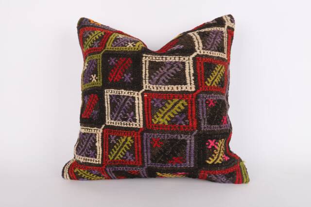 Handwoven Kilim Pillow Cover Vintage Turkish Wool Cushion - 20x20 - image 1