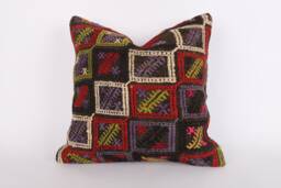 Handwoven Kilim Pillow Cover Vintage Turkish Wool Cushion - 20x20 - thumbnail 1
