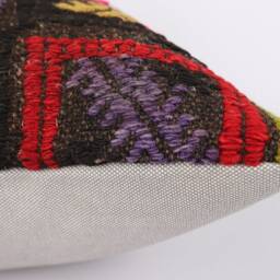Handwoven Kilim Pillow Cover Vintage Turkish Wool Cushion - 20x20 - thumbnail 4