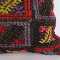 Handwoven Kilim Pillow Cover Vintage Turkish Wool Cushion - 20x20 - thumbnail 2