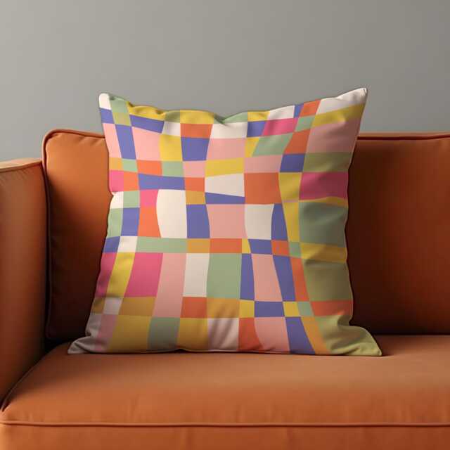Colorful Patchwork Throw Pillow Cover, Modern Geometric Cushion Case With Soft Pastel Squares, Playful Artistic Accent For Sofa Or Bedroom - image 1
