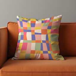 Colorful Patchwork Throw Pillow Cover, Modern Geometric Cushion Case With Soft Pastel Squares, Playful Artistic Accent For Sofa Or Bedroom - thumbnail 1