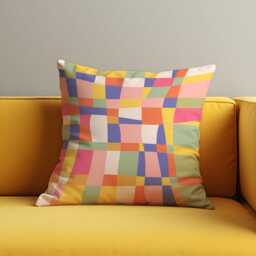 Colorful Patchwork Throw Pillow Cover, Modern Geometric Cushion Case With Soft Pastel Squares, Playful Artistic Accent For Sofa Or Bedroom - thumbnail 3