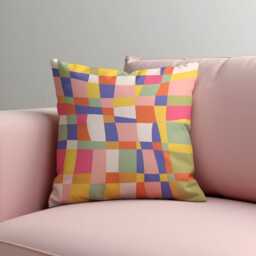 Colorful Patchwork Throw Pillow Cover, Modern Geometric Cushion Case With Soft Pastel Squares, Playful Artistic Accent For Sofa Or Bedroom - thumbnail 2