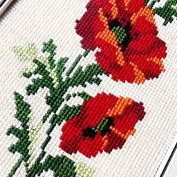 Completed Cross Stitch Red Scarlet Poppies Framed Embroidery Gobelin Home Interior Art Needlecraft Decoration Finished Picture Wall Decor - thumbnail 2