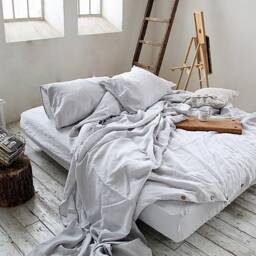 Linen Sheet Set, Ash Pearl Melange Bedding, 4-Piece - thumbnail 3