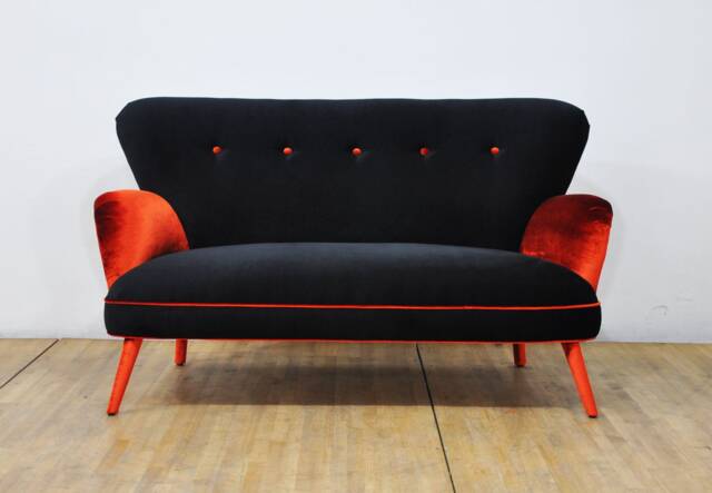 Black & Orange 2-Seater Sofa - image 1