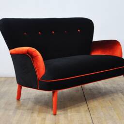 Black & Orange 2-Seater Sofa - thumbnail 2