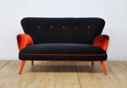 Black & Orange 2-Seater Sofa
