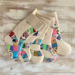 Vintage Quilt Christmas Stocking - Farmhouse Cutter Feedsack - thumbnail 1