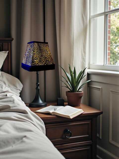 Leopard Print Fabric Tapered Square Table Lampshade Ceiling Pendants Candle Clip Wall Lights - Animal Print Fabric Lamp Shades - image 1
