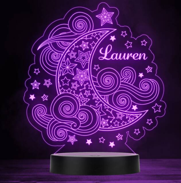 Kids Moon Clouds Stars Personalised Gift Colour Changing Led Lamp Night Light - image 1