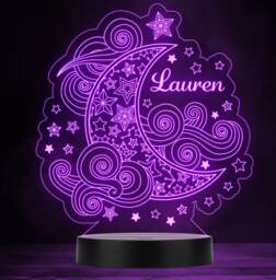 Kids Moon Clouds Stars Personalised Gift Colour Changing Led Lamp Night Light - thumbnail 1