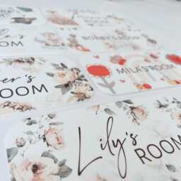 Personalised Floral Bedroom Door Sign, Name Room Flower Theme, Baby Nursery D??cor, Kids Wall Hanging, Pink Peony Rose Plaque, Older Girls - thumbnail 3