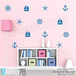 Nautical Wall Decals - Sailboat, Anchor, Starfish Baby Nursery Decor - thumbnail 2