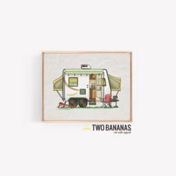 Expandable Hybrid - Travel Trailer Camper Van Vanlife Happy Art Print- Whimsical Print Wall Decor Glamping - thumbnail 2